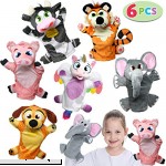Toy Animal Friends Deluxe Hand Puppets 6 Pack for Imaginative Play Stocking Birthday Party Favor Supplies Girls Boys Kids and Toddler  B07L444ZX1